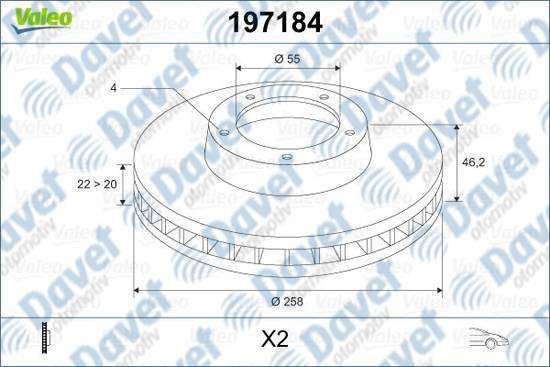 VALEO 197184 Fren Diski On Havali 258 4  Toyota: Yaris 06-11 "1.0 1.3 1.4 D4d"  ####
